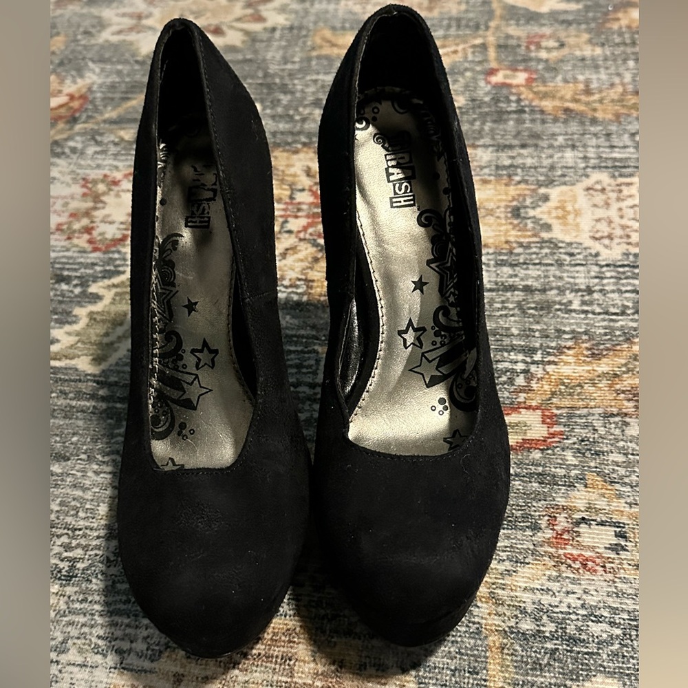 Brash Black Suede Stiletto Heels